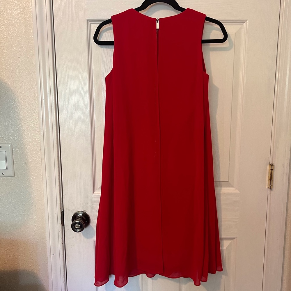 Vince Camuto Red Fitted Inside Layered Chiffon Outside Dress Size 2 - Picture 4 of 9